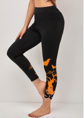 ROTITA Halloween Print High Orange Waisted Legging