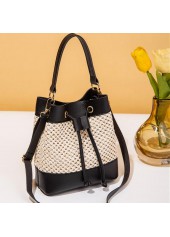 Black Drawstring Detail Contrast Shoulder Bag