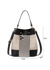 Black accessories,Contrast Color accessories,Black Drawstring Detail Contrast Shoulder Bag