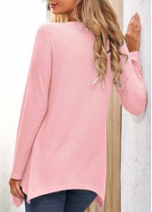 Pink tops,Ombre tops,ROTITA Pink Long Sleeve Ombre Faux Two Piece Sweatshirt