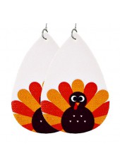 White jewelry,1 Pair Teardrop White Faux Leather Earrings