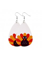 1 Pair Teardrop White Faux Leather Earrings