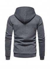 Dark Grey men clothing,Plain Color men clothing,Pocket Dark Grey Long Sleeve Hoodie