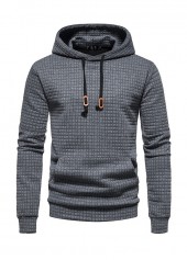 Dark Grey men clothing,Plain Color men clothing,Pocket Dark Grey Long Sleeve Hoodie