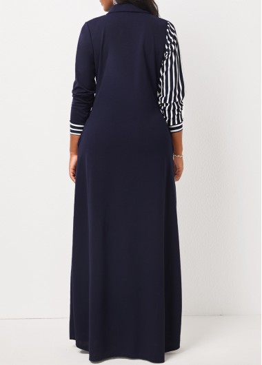 Navy dresses,Striped dresses,ROTITA Pocket Striped Navy H Shape Maxi Dress