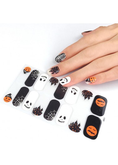 Black accessories,Halloween accessories,Halloween Pumpkin Print Black Nail Sticker