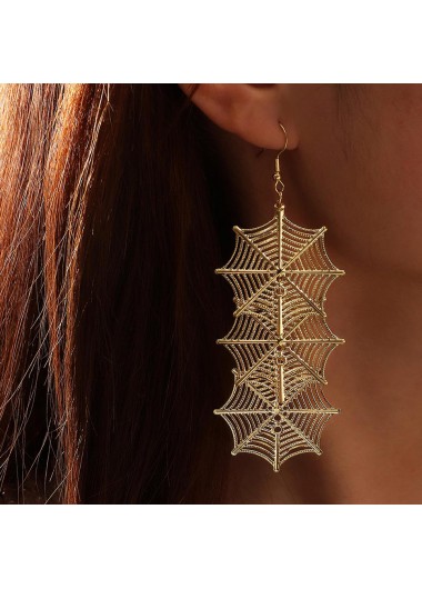 Gold jewelry,Iron Gold Spiderweb Design Halloween Earrings