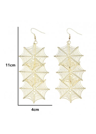 Gold jewelry,Iron Gold Spiderweb Design Halloween Earrings