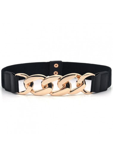Black accessories,Black Chain Metal Detail Leather Belt