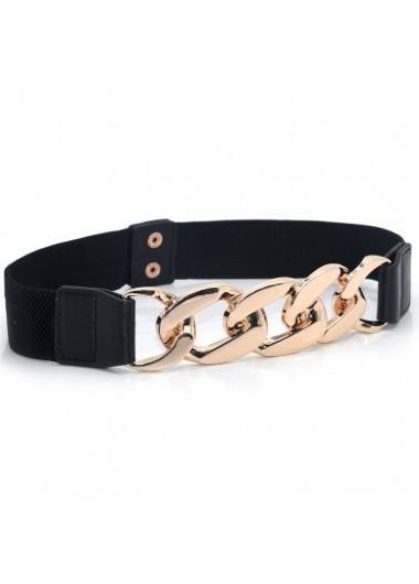 Black accessories,Black Chain Metal Detail Leather Belt