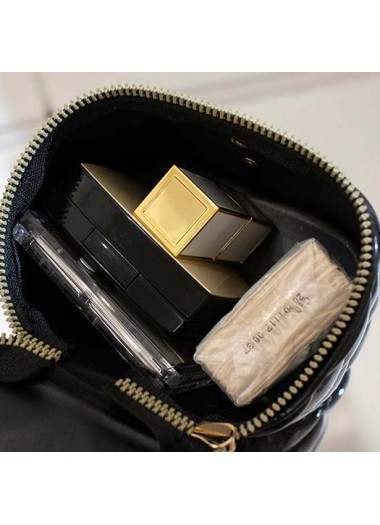 Black accessories,Plain Color accessories,Black Chains Zip Pearl Shoulder Bag