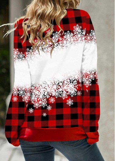 Red plus size,Christmas plus size,ROTITA Plus Size Drawstring Red Christmas Print Sweatshirt