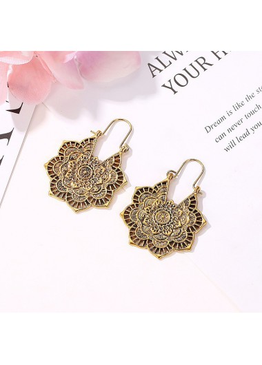 Gold jewelry,1 Pair Gold Bohemian Floral Design Earrings