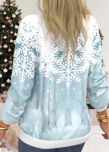 White tops,Christmas tops,ROTITA Snowflake Print White Long Sleeve Christmas Hoodie