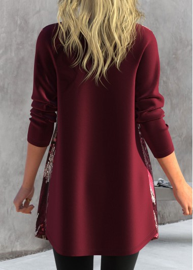 Wine Red tops,Plain Color tops,ROTITA Sequin Wine Red Long Sleeve Coat