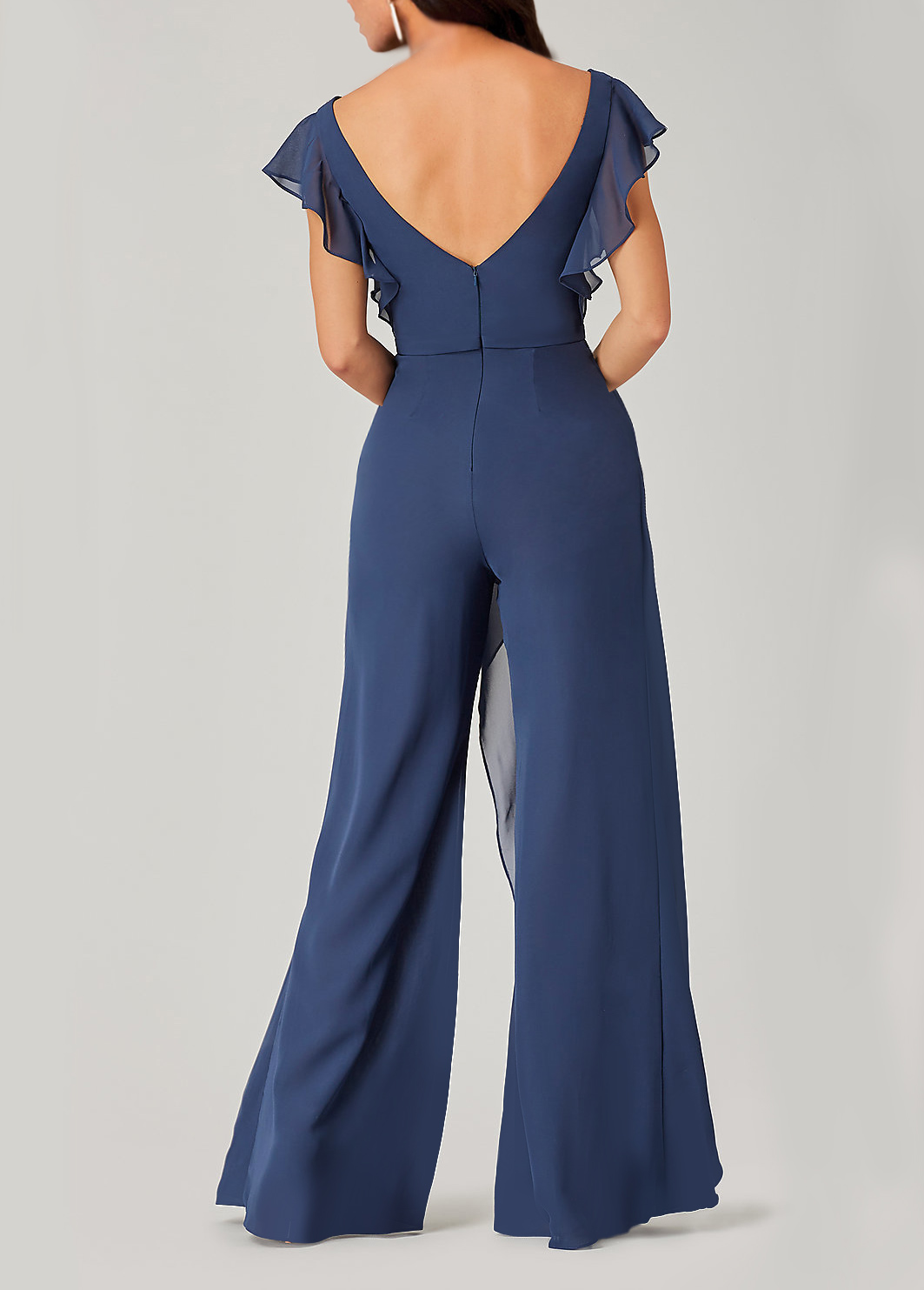 Blue jumpsuits & rompers,Plain Color jumpsuits & rompers,ROTITA Blue V Neck Short Sleeve Jumpsuit