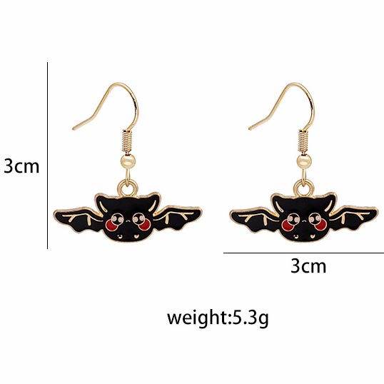 Black jewelry,Bat Halloween Design Alloy Black Earrings