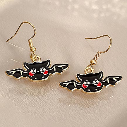 Black jewelry,Bat Halloween Design Alloy Black Earrings