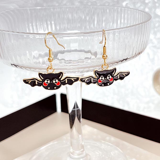 Black jewelry,Bat Halloween Design Alloy Black Earrings