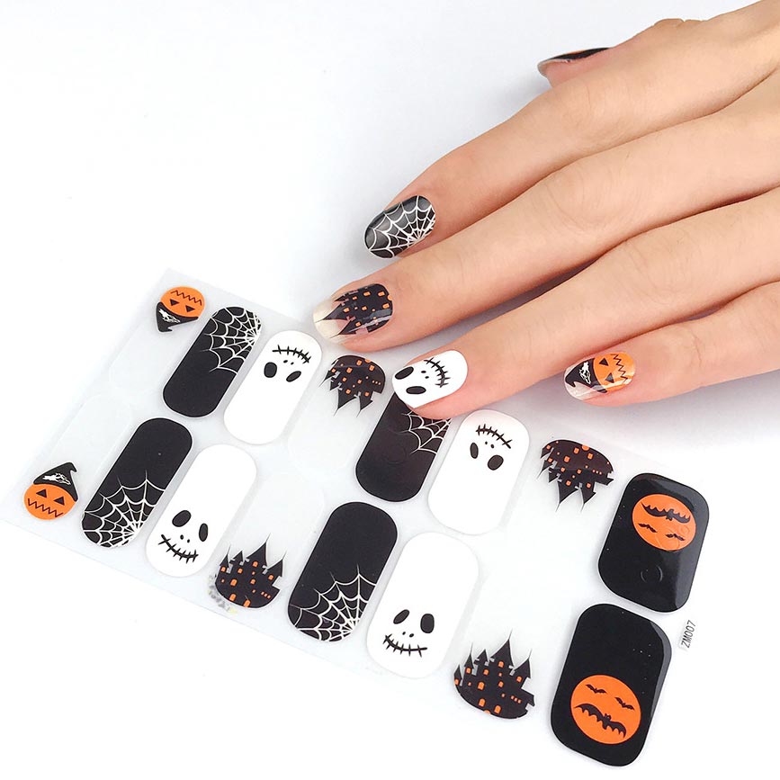 Black accessories,Halloween accessories,Halloween Pumpkin Print Black Nail Sticker