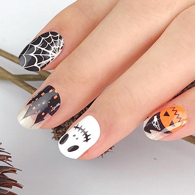 Black accessories,Halloween accessories,Halloween Pumpkin Print Black Nail Sticker