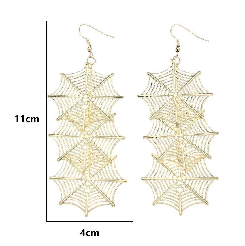 Gold jewelry,Iron Gold Spiderweb Design Halloween Earrings