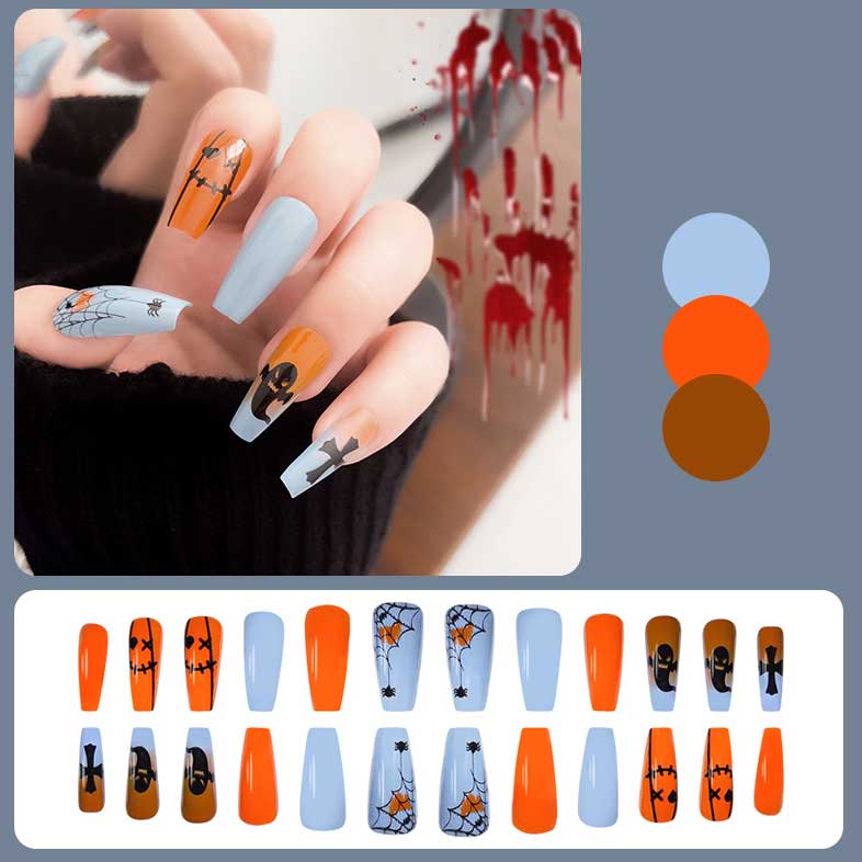 Dusty Blue accessories,Halloween accessories,Halloween Ghost Spider Print Dusty Blue Nail Wraps