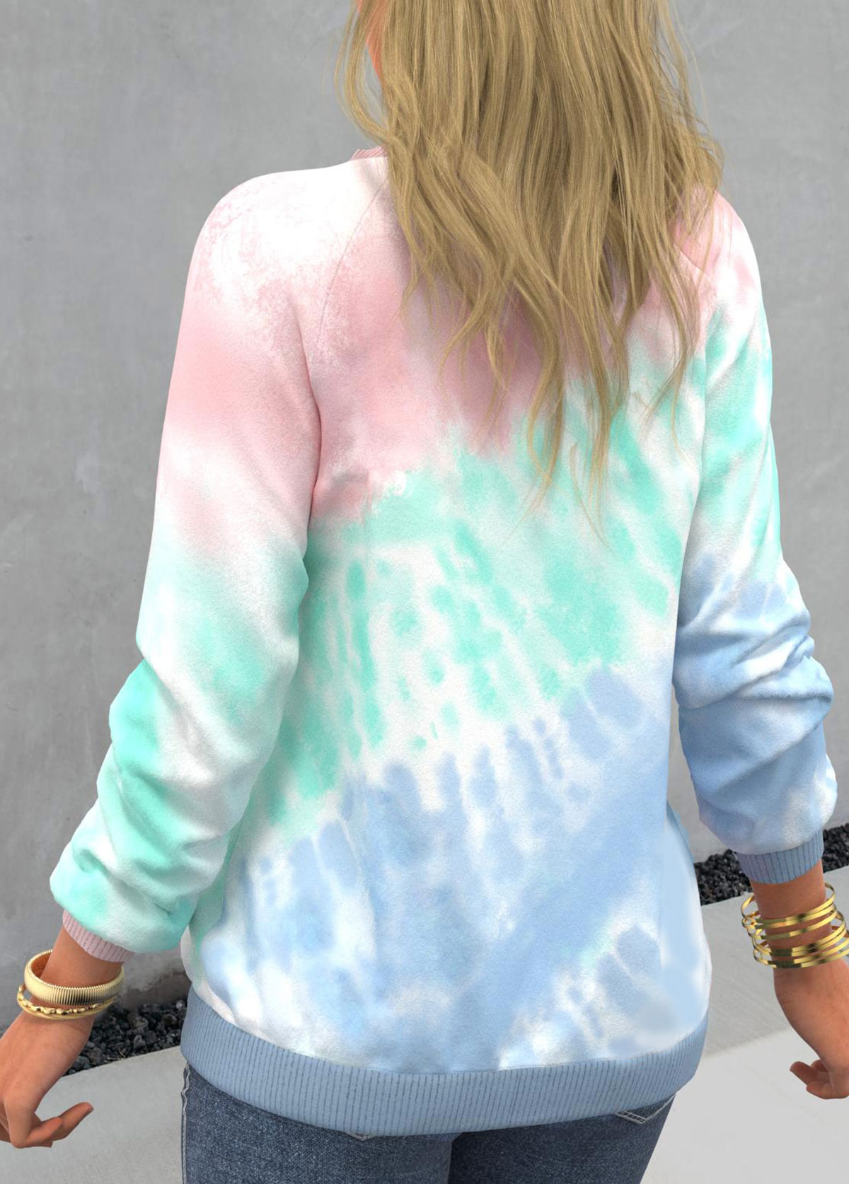 Pink plus size,Tie Dye plus size,ROTITA Plus Size Pink Tie Dye Print Sweatshirt