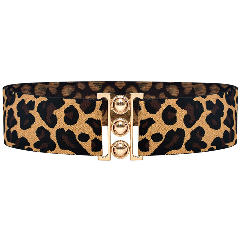 Leopard Multi Color Elastic Metal Detail Belt