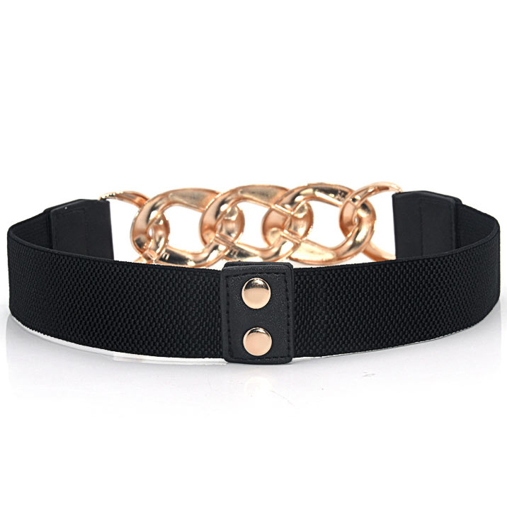 Black accessories,Black Chain Metal Detail Leather Belt