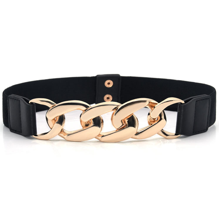 Black accessories,Black Chain Metal Detail Leather Belt
