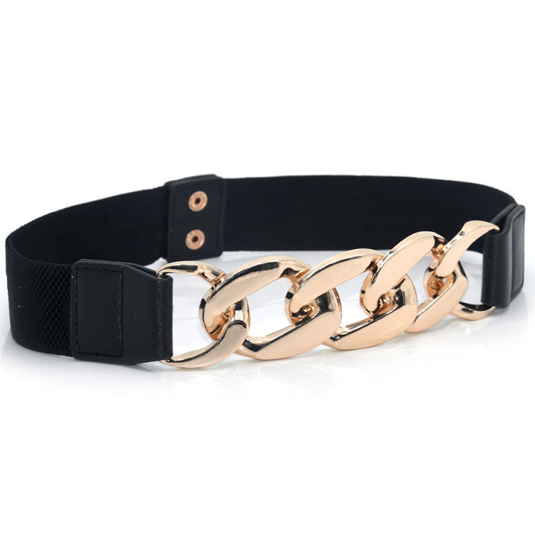 Black accessories,Black Chain Metal Detail Leather Belt