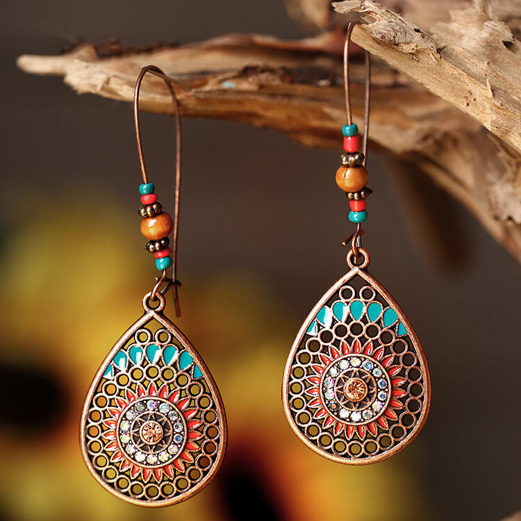 Dark Camel Waterdrop Shape Copper Earrings