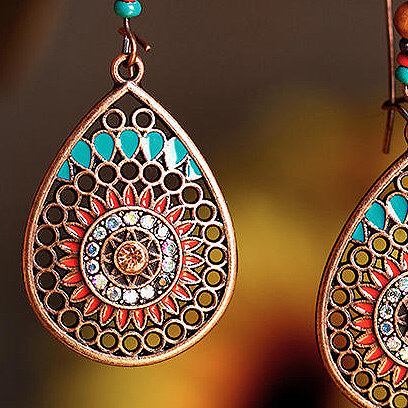 Dark Camel jewelry,Dark Camel Waterdrop Shape Copper Earrings