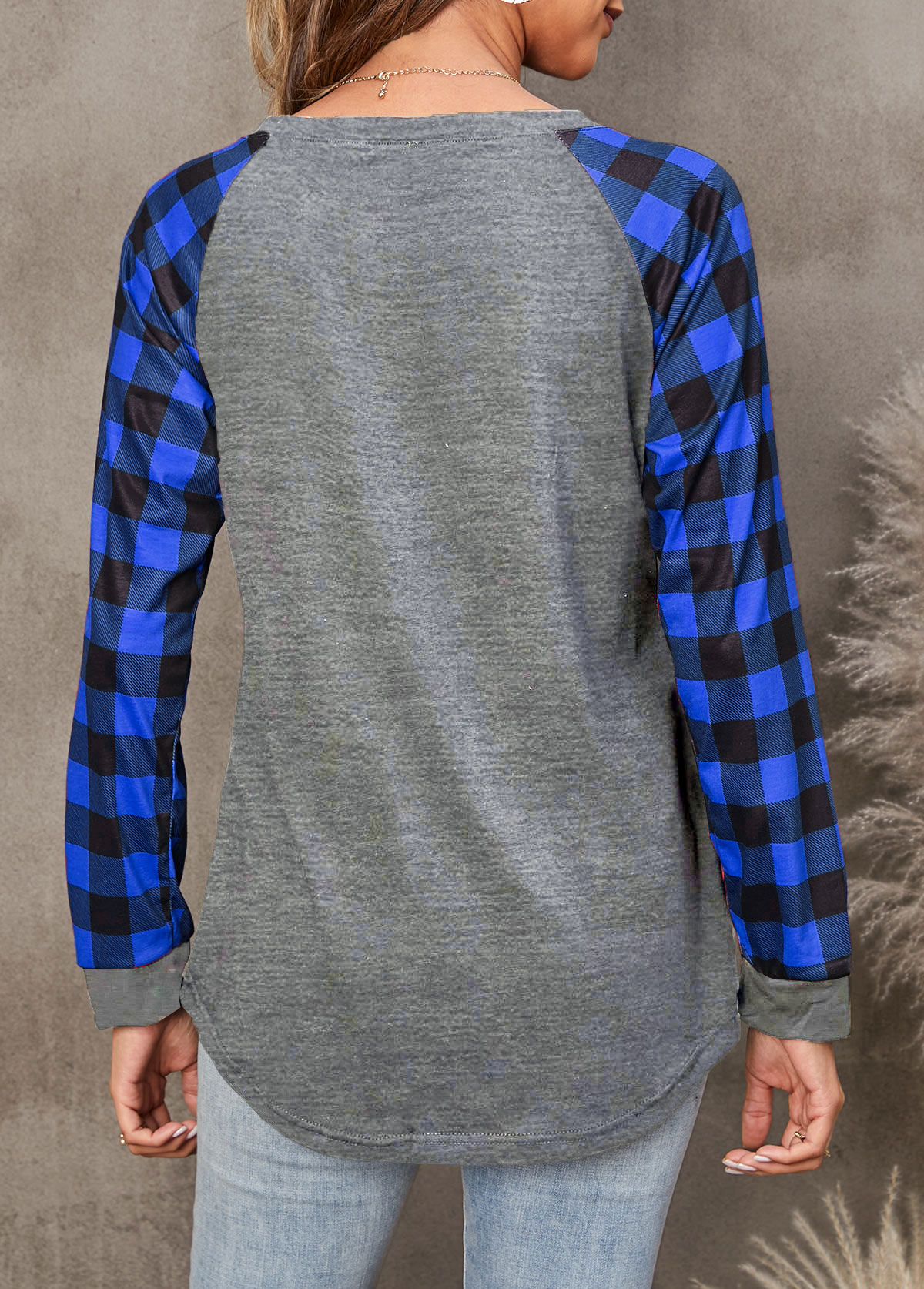 Blue tops,Christmas tops,Letter tops,Plaid tops,Long Sleeve Blue Christmas Snowman Print Sweatshirt