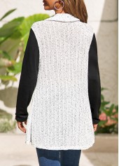 White tops,Contrast Color tops,ROTITA Fake 2in1 White Cowl Neck Long Sleeve Sweatshirt