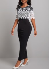 Black dresses,Dot dresses,ROTITA Lace Patchwork Polka Dot Black Bodycon Dress