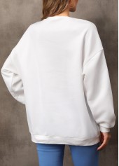 White tops,Other tops,Sun and Moon Print Long Sleeve White Sweatshirt