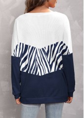 Navy tops,Animal Print tops,ROTITA Navy Round Neck Long Sleeve Sweatshirt