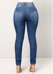 Denim Blue bottoms,Animal Print bottoms,Double Side Pockets Butterfly Print Denim Blue Jeans