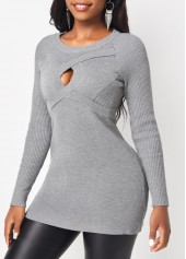 ROTITA Cable Light Grey Marl Round Neck Sweater