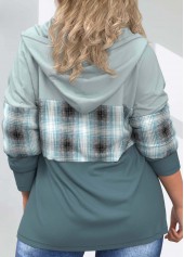Multi Color plus size,Plaid plus size,ROTITA Multi Color Drawstring Plus Size Tartan Print Hoodie