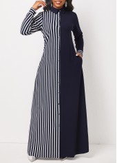 Navy dresses,Striped dresses,ROTITA Pocket Striped Navy H Shape Maxi Dress