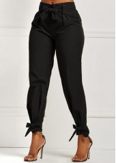 ROTITA Belted Elastic Mid Waisted Black Pants