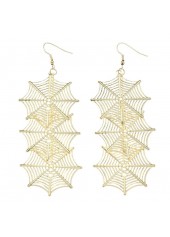 Gold jewelry,Iron Gold Spiderweb Design Halloween Earrings