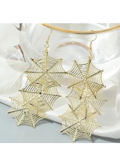 Gold jewelry,Iron Gold Spiderweb Design Halloween Earrings