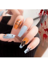 Halloween Ghost Spider Print Dusty Blue Nail Wraps