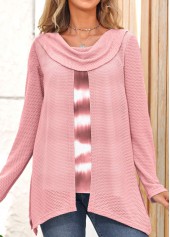 Pink plus size,Ombre plus size,ROTITA Plus Size Pink Ombre Draped Neck Sweatshirt