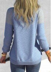 Dusty Blue plus size,Contrast Color plus size,ROTITA Plus Size Dusty Blue Contrast Color Sweatshirt