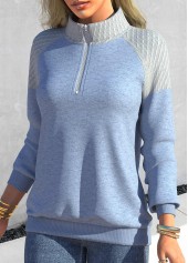Dusty Blue plus size,Contrast Color plus size,ROTITA Plus Size Dusty Blue Contrast Color Sweatshirt